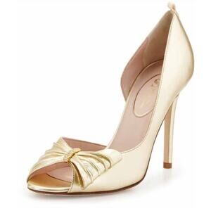 SJP by Sarah Jessica Parker Doris Metallic Half D'Orsay Wedding Gold Pump 38